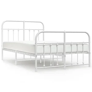 Bedframe met hoofd- en voeteneinde metaal wit 120 x 190 cm Bedframe met hoofd- en voeteneinde metaal wit 120 x 190 cm