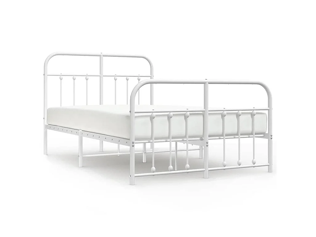 Bedframe met hoofd- en voeteneinde metaal wit 120 x 190 cm