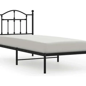 Bedframe met hoofdbord metaal zwart 90×200 cm Bedframe met hoofdbord metaal zwart 90×200 cm