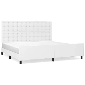 Bedframe met hoofdbord kunstleer wit 200×200 cm Bedframe met hoofdbord kunstleer wit 200×200 cm