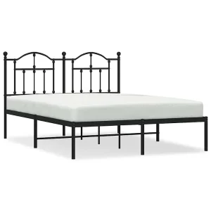 Bedframe met hoofdbord metaal zwart 140×190 cm