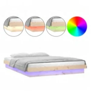 Bedframe LED massief hout 140×200 cm