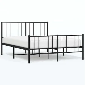 Bedframe met hoofd- en voeteneinde metaal zwart 135×190 cm