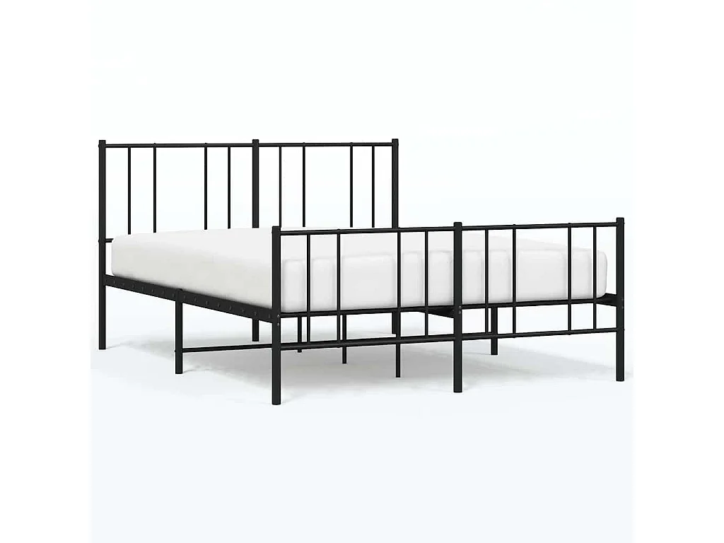 Bedframe met hoofd- en voeteneinde metaal zwart 135x190 cm