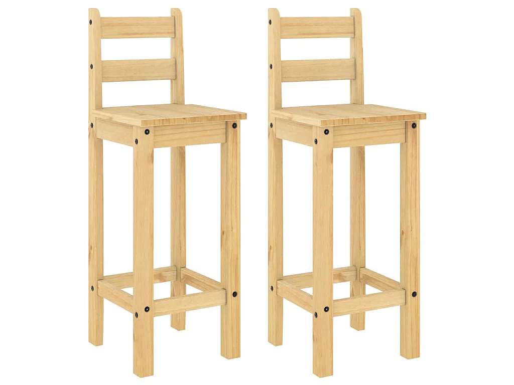 Barstoelen 2 st massief grenenhout