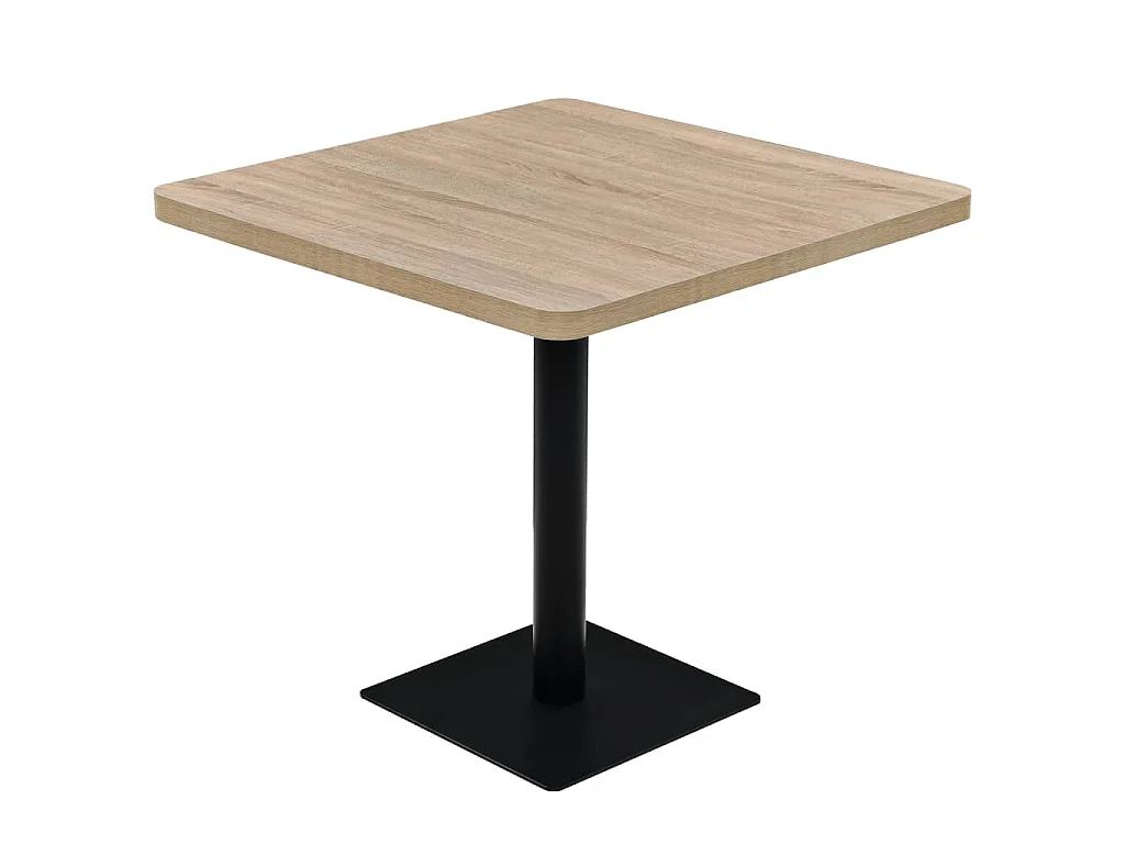 Bistrotafel vierkant 80x80x75 cm MDF en staal eikenkleur