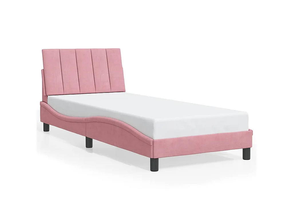 Bedframe zonder matras "Hanko" fluweel roze 90x190 cm