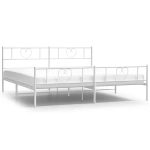 Bedframe met hoofd- en voeteneinde metaal wit 183×213 cm Bedframe met hoofd- en voeteneinde metaal wit 183×213 cm