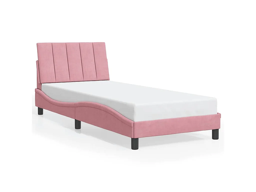 Bedframe zonder matras "Hanko" fluweel roze 80x200 cm