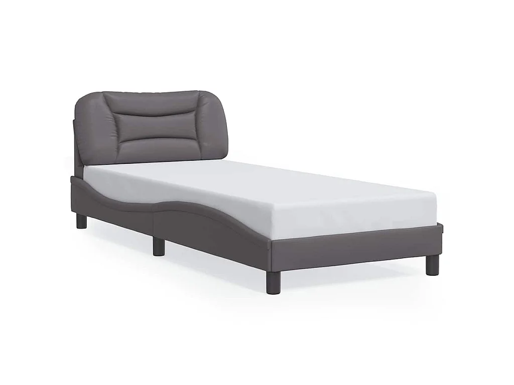 Bedframe met hoofdbord kunstleer grijs 80x200 cm