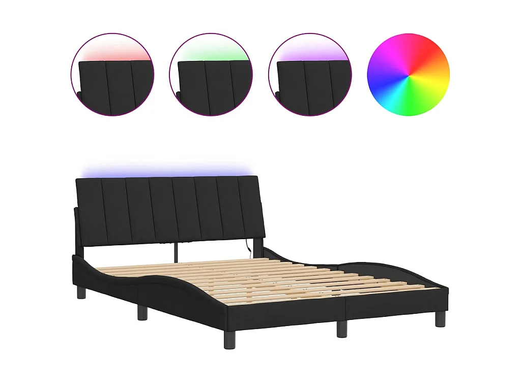 Bedframe met LED zonder matras "Hanko" fluweel zwart 120x200 cm