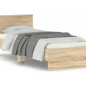 Bedframe met hoofdbord zonder matras sonoma eiken 90×200 cm Bedframe met hoofdbord zonder matras sonoma eiken 90×200 cm