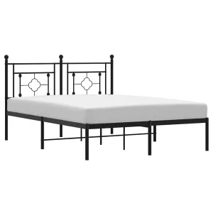 Bedframe met hoofdbord metaal zwart 140×190 cm Bedframe met hoofdbord metaal zwart 140×190 cm