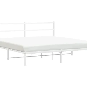 Bedframe met hoofdbord metaal wit 180×200 cm Bedframe met hoofdbord metaal wit 180×200 cm