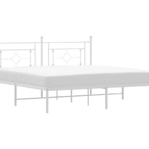 Bedframe met hoofdbord metaal wit 183×213 cm Bedframe met hoofdbord metaal wit 183×213 cm