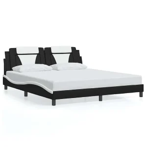 Bedframe "Viana" zonder matras kunstleer zwart en wit 180×200 cm