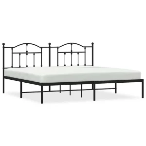 Bedframe met hoofdbord metaal zwart 193×203 cm Bedframe met hoofdbord metaal zwart 193×203 cm