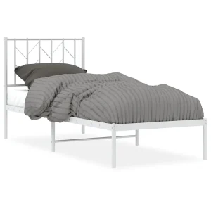 Bedframe met hoofdbord zonder matras metaal wit 75×190 cm