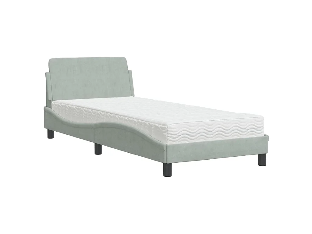 Bed met matras fluweel lichtgrijs 80x200 cm