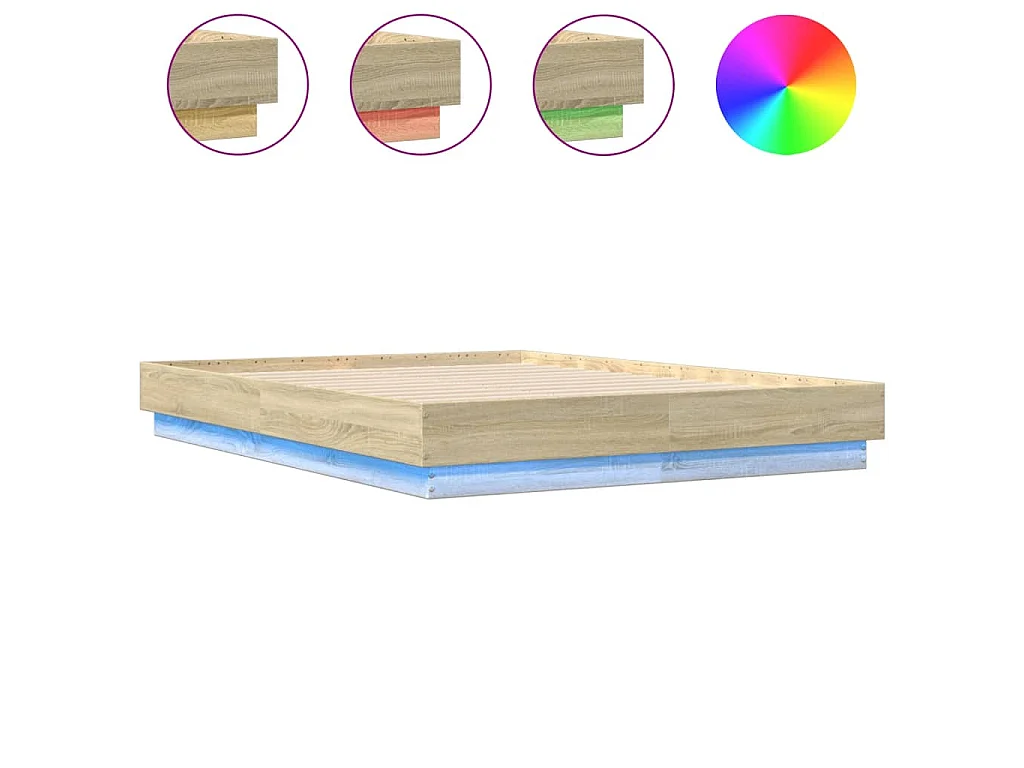Bedframe met LED-verlichting sonoma eikenkleurig 120x190 cm