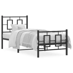 Bedframe met hoofd- en voeteneinde metaal zwart 75×190 cm Bedframe met hoofd- en voeteneinde metaal zwart 75×190 cm