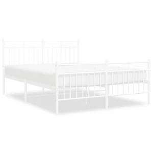 Bedframe met hoofd- en voeteneinde metaal wit 135×190 cm Bedframe met hoofd- en voeteneinde metaal wit 135×190 cm