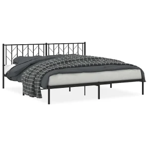 Bedframe met hoofdbord metaal zwart 193×203 cm Bedframe met hoofdbord metaal zwart 193×203 cm