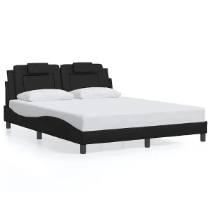 Bedframe met hoofdbord kunstleer zwart 160×200 cm