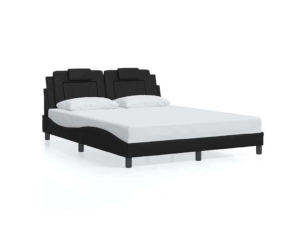 Bedframe met hoofdbord kunstleer zwart 160x200 cm