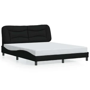 Bedframe zonder matras stof zwart 160×200 cm Bedframe zonder matras stof zwart 160×200 cm