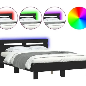Bedframe met hoofdeinde en LED zwart 120×190 cm Bedframe met hoofdeinde en LED zwart 120×190 cm