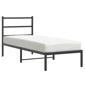 Bedframe met hoofdbord metaal zwart 75×190 cm Bedframe met hoofdbord metaal zwart 75×190 cm