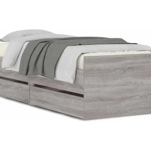 Bedframe met lades grijs sonoma eikenkleurig 90×190 cm Bedframe met lades grijs sonoma eikenkleurig 90×190 cm