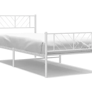 Bedframe met hoofd- en voeteneinde metaal wit 107×203 cm Bedframe met hoofd- en voeteneinde metaal wit 107×203 cm