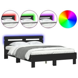 Bedframe met hoofdeinde en LED zwart 120×200 cm Bedframe met hoofdeinde en LED zwart 120×200 cm