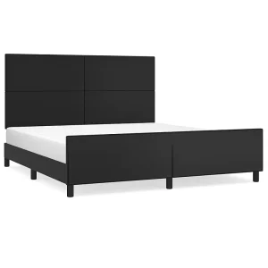 Bedframe met hoofdbord kunstleer zwart 160×200 cm