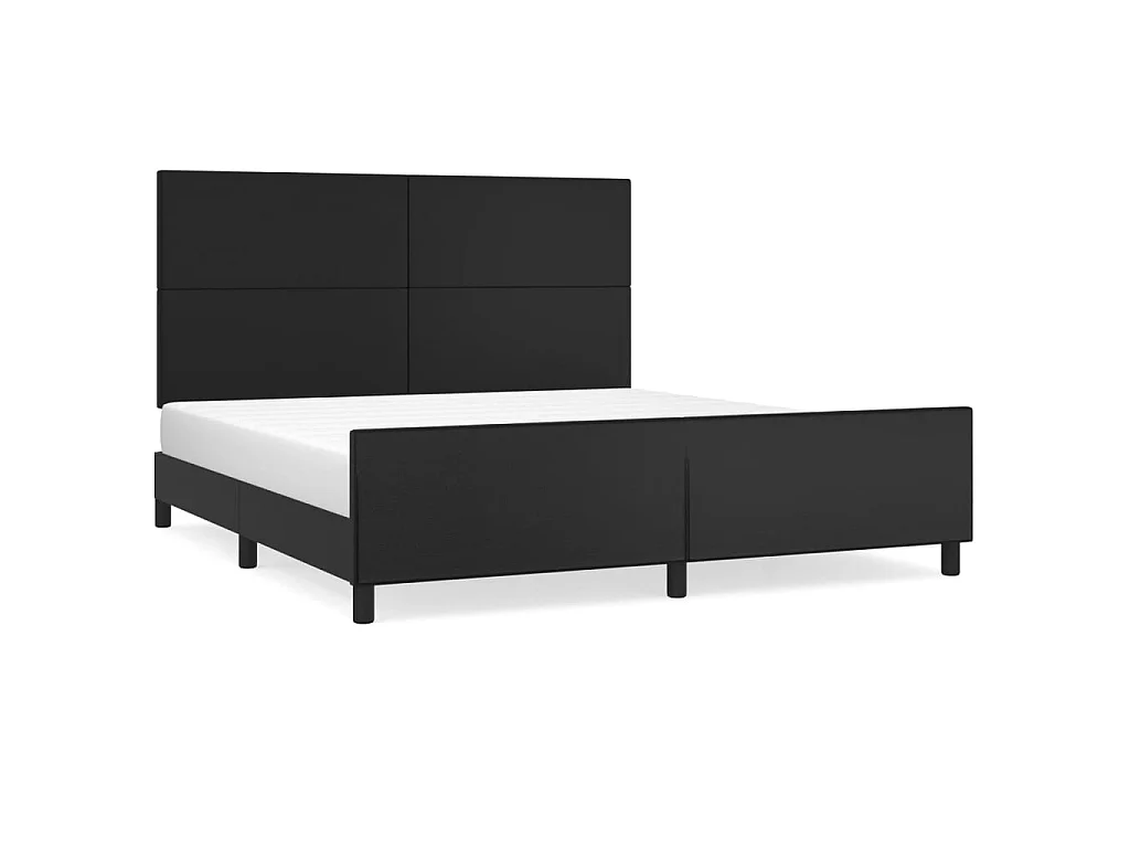 Bedframe met hoofdbord kunstleer zwart 160x200 cm
