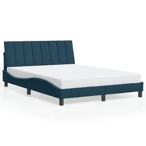 Bedframe zonder matras "Hanko" fluweel blauw 140×200 cm