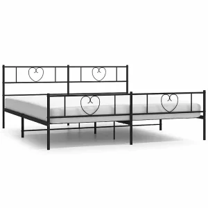 Bedframe met hoofd- en voeteneinde metaal zwart 193×203 cm Bedframe met hoofd- en voeteneinde metaal zwart 193×203 cm