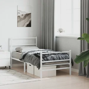 Bedframe met hoofd- en voeteneinde metaal wit 90×190 cm Bedframe met hoofd- en voeteneinde metaal wit 90×190 cm