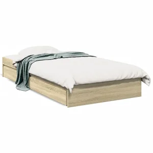 Bedframe met lades bewerkt hout sonoma eikenkleurig 100×200 cm Bedframe met lades bewerkt hout sonoma eikenkleurig 100×200 cm
