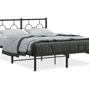 Bedframe met hoofdbord metaal zwart 140×190 cm Bedframe met hoofdbord metaal zwart 140×190 cm