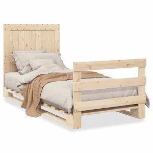 Bedframe met hoofdbord massief grenenhout 90×200 cm Bedframe met hoofdbord massief grenenhout 90×200 cm