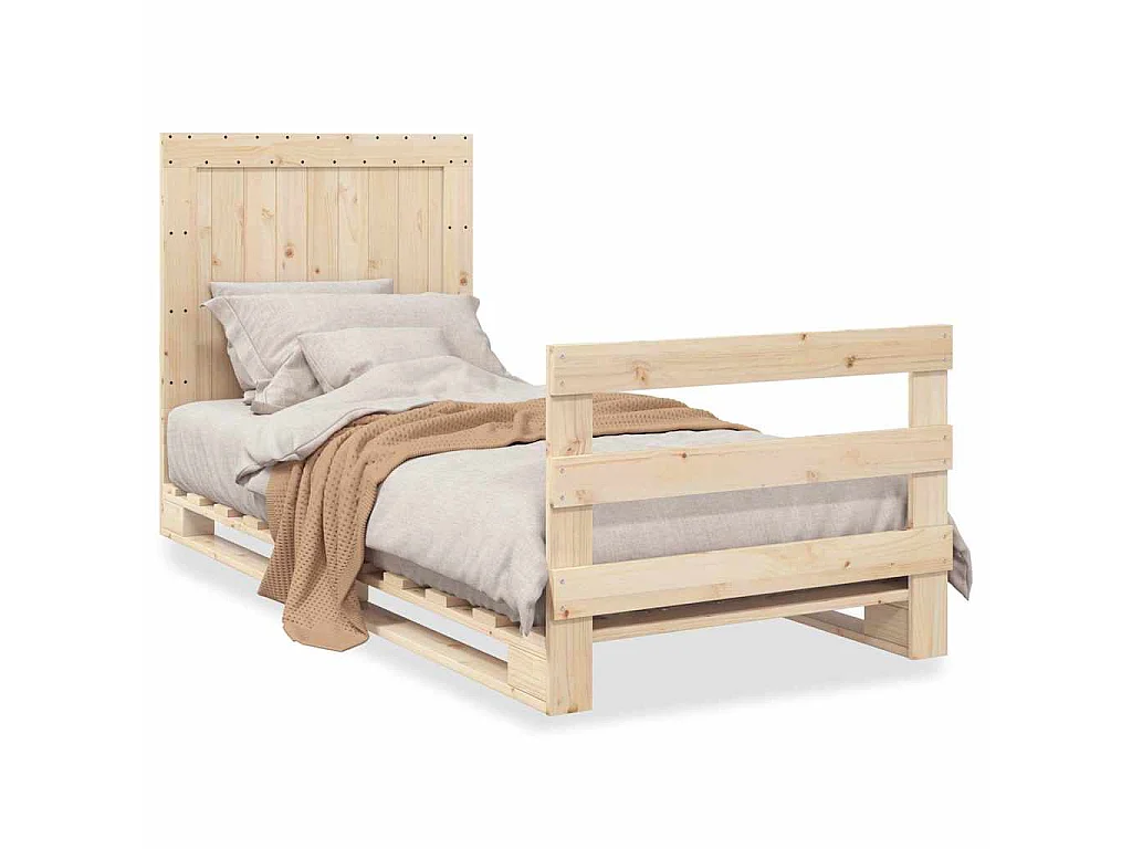 Bedframe met hoofdbord massief grenenhout 90x200 cm