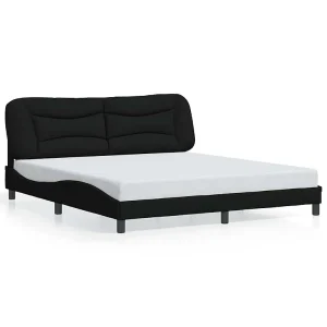Bedframe zonder matras stof zwart 180×200 cm Bedframe zonder matras stof zwart 180×200 cm