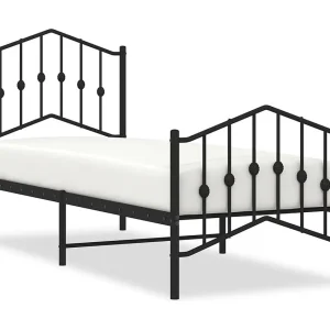Bedframe met hoofd- en voeteneinde metaal zwart 75×190 cm Bedframe met hoofd- en voeteneinde metaal zwart 75×190 cm