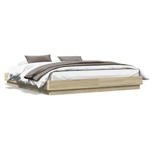 Bedframe bewerkt hout sonoma eikenkleurig 180×200 cm Bedframe bewerkt hout sonoma eikenkleurig 180×200 cm