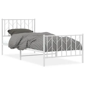 Bedframe met hoofd- en voeteneinde metaal wit 90×200 cm Bedframe met hoofd- en voeteneinde metaal wit 90×200 cm