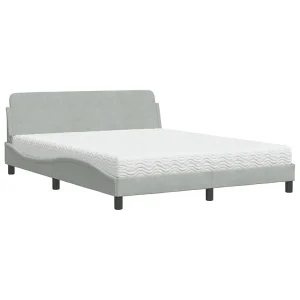 Bed met matras fluweel lichtgrijs 160×200 cm Bed met matras fluweel lichtgrijs 160×200 cm