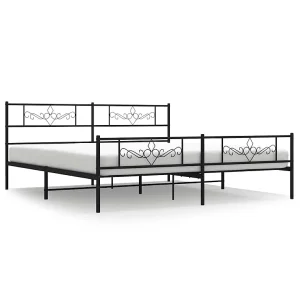 Bedframe met hoofd- en voeteneinde metaal zwart 183×213 cm Bedframe met hoofd- en voeteneinde metaal zwart 183×213 cm
